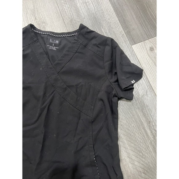Koi Basics Womens Stretch Scrub Black V Neck Short Sleeve Pockets Size S - Picture 2 of 6